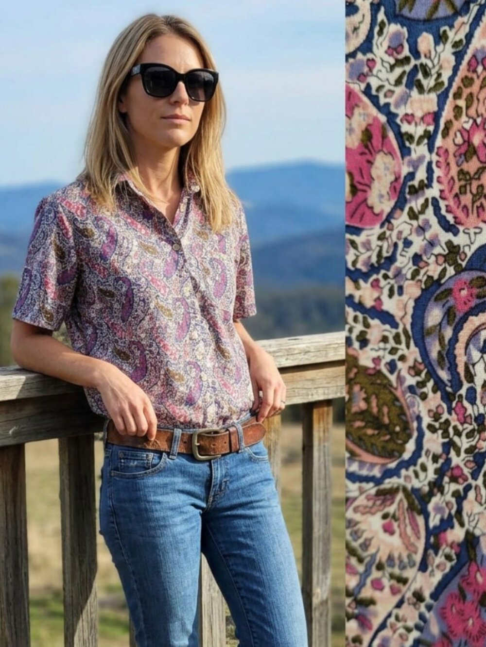 Tilley X Liberty 100% Cotton Short Sleeved Paisley Print Shirt Size S